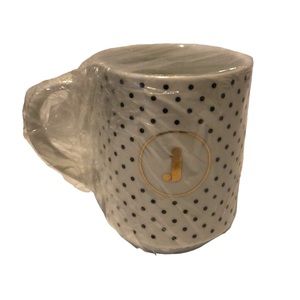Fringe Studio Black and Gold Polka Dot Mug